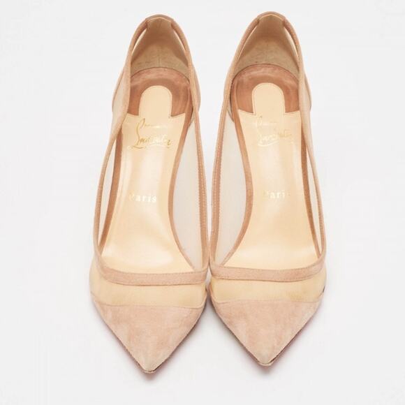 Beige Mesh & Suede Paulina Pumps – Christian Louboutin Made in Italy Size 41½ - Picture 3 of 6